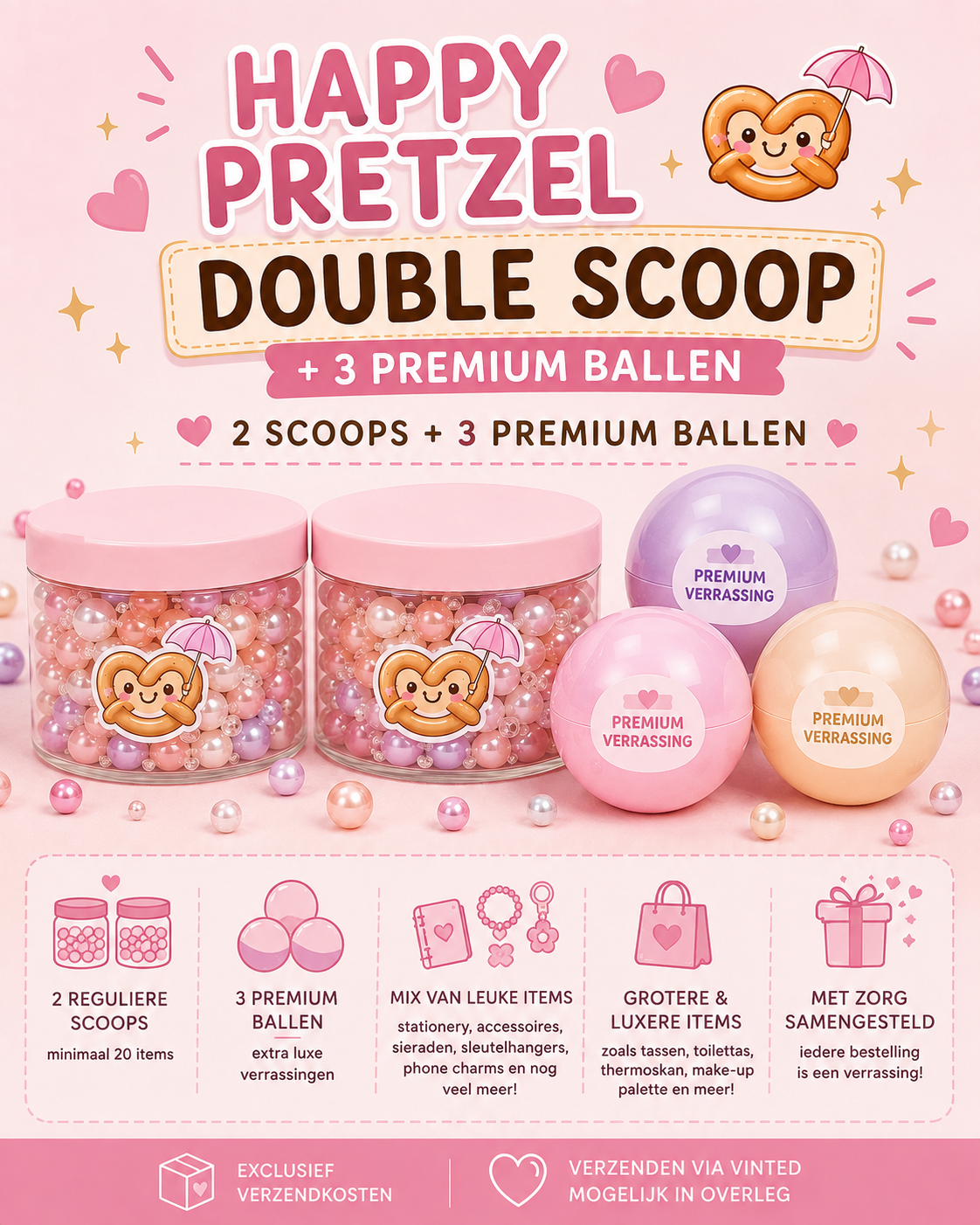 Happy Pretzel Double Scoop+ 3 premium ballen